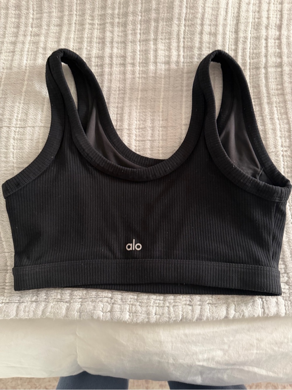 ALO Yoga Black Ribbed Tank Sports Bra